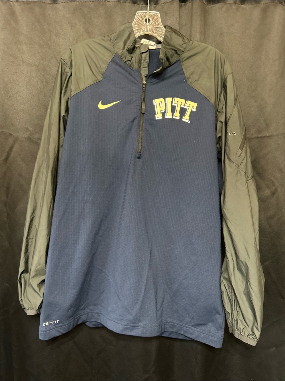 Nike Navy and gray PITT Half-Zip Pullover with Yellow Logo